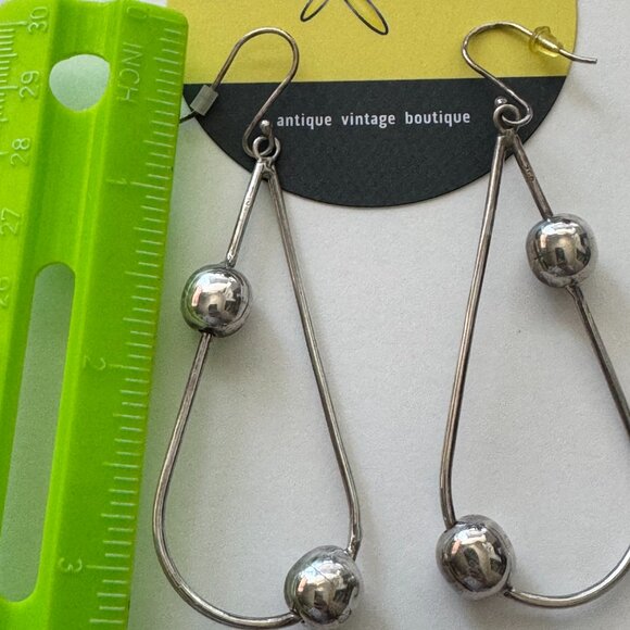 Long Silver Contemporary Drop Earrings | 925 Silver | 3" Drop | NWT - Picture 3 of 3